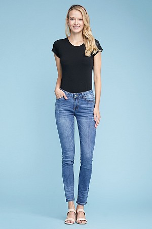 Mid Rise Ripped Stretch Skinny ...