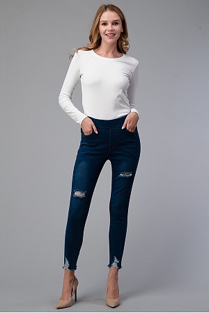 High Waist Ripped Stretch Skin ...