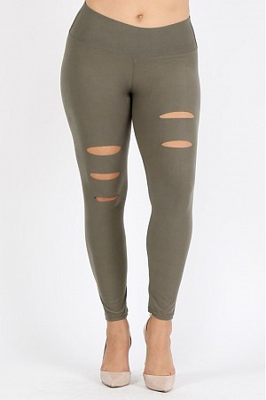 Plus Size Ripped High Waist Le ...
