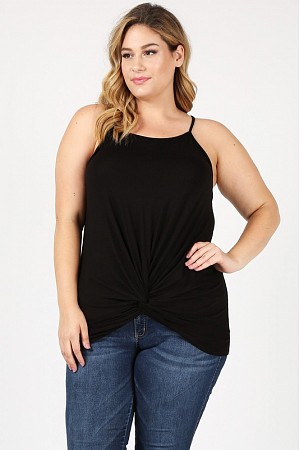 Plus Size Knit Twist Knot Tank ...