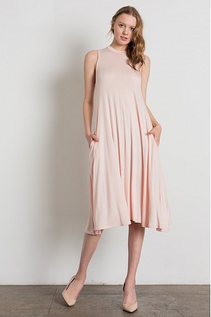 Knit Solid Mock Neck Sleeveles ...