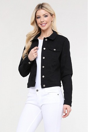 Women's Solid Cropped Denim Ja ...