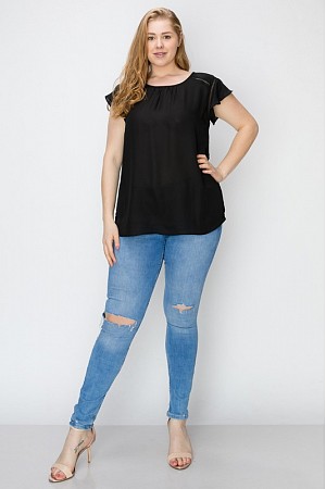 Plus Size Ruffle Sleeve Top