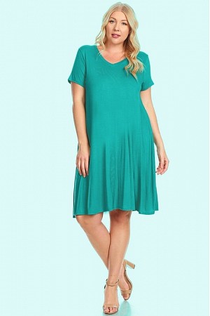 Plus Size Short Solid Dress
