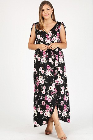 Plus Size Floral Sleeveless Fa ...
