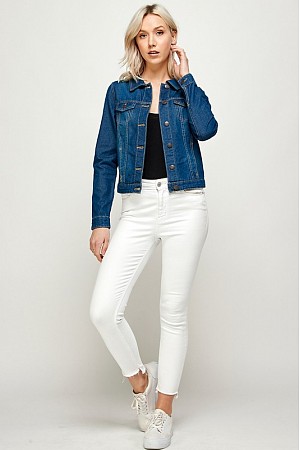 Women's Solid Cropped Denim Ja ...