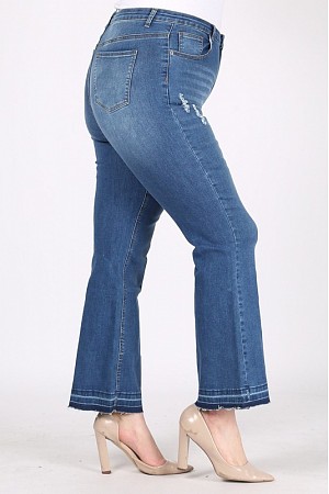 Plus Size Mid-rise flare denim ...
