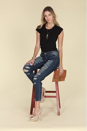 American Blue Mid Rise Ripped  ...