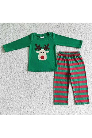Reindeer embroidery shirt stri ...