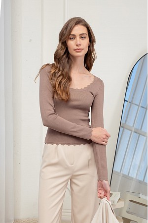 PLUS SCALLOP TRIM LONG SLEEVE  ...