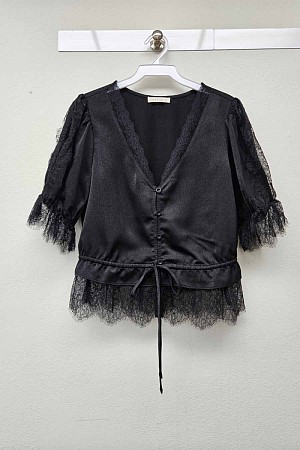 Satin Lace Trim Top