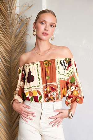 Printed Off Shoulder Top