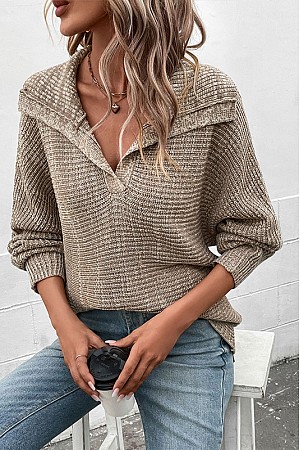 pure color cowl neck loose lon ...