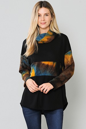 TURTLE NECK TIE DYE CONTRAST K ...