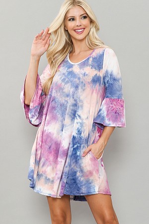 ROUND NECK DRESS WITH POCKETS