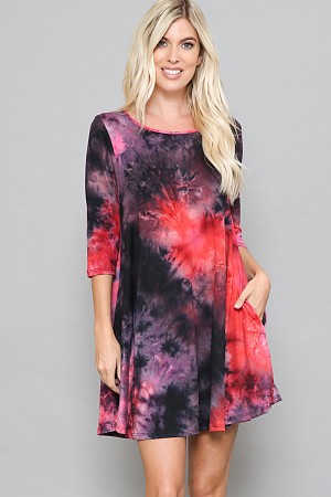 ROUND NECK DRESS WITH POCKETS