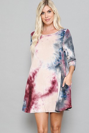 ROUND NECK DRESS WITH POCKETS