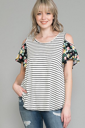 Floral Cold Shoulder Top