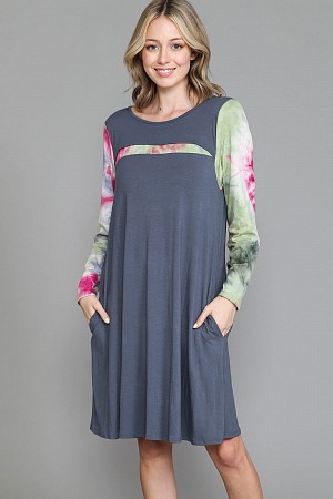 Peek-a-Boo Slit Dress w/ Pocke ...