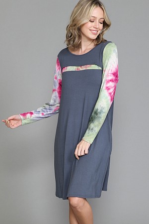 Peek-a-Boo Slit Dress w/ Pocke ...