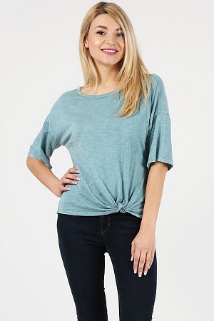 Gathered waist tie detail Slub ...