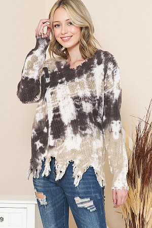 The tie dye v-neck distressed  ...