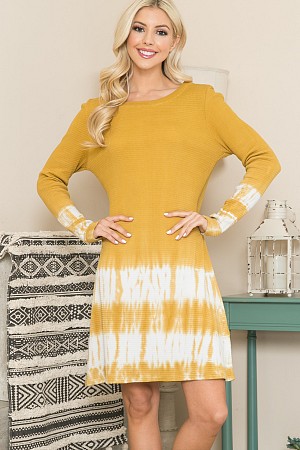 MUSTARD TIE DYE WAFFLE THERMAL ...