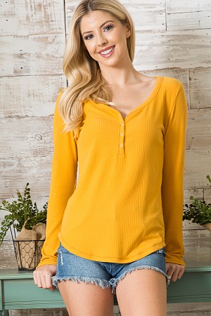 Henley scoop neck top