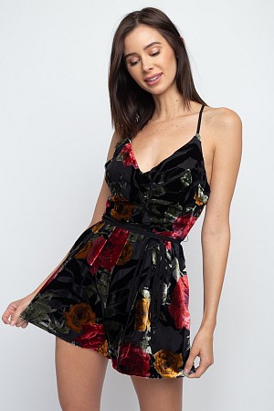 FLORAL PRINT CAMI WOVEN ROMPER ...