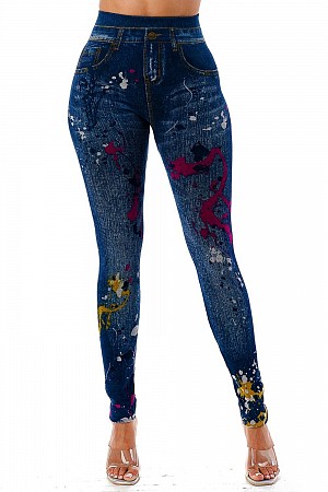PAINT SPLATTERED FAUX DENIM JE ...