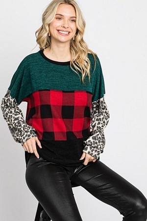 PLAID & LEOPARD COLOR BLOC ...