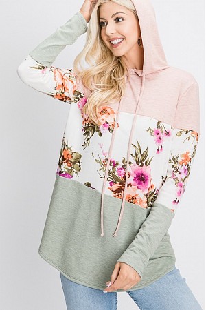 A FRENCH TERRY COLOR BLOCK HOO ...