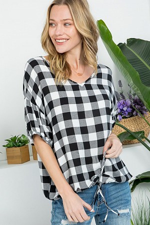 CHECKER PLAID CASUAL BLOUSE TO ...