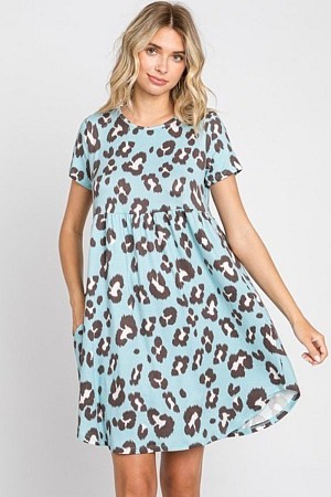 LEOPARD PRINT BABYDOLL DRESS