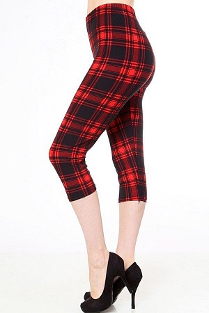 PLAID PRINT BRUSHED CAPRI LEGG ...