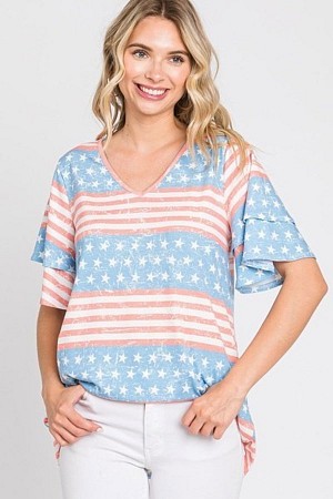 AMERICAN FLAG PRINT TOP