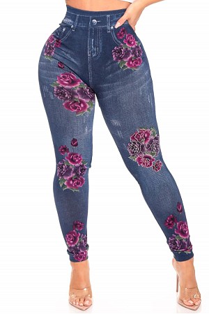  PRINT DENIM JEANS LEGGINGS