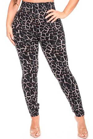 LEOPARD FAUX JEANS LEGGINGS