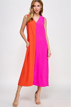 COLOR BLOCK MAXI DRESS