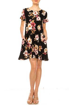 Floral print, short sleeve dre ...