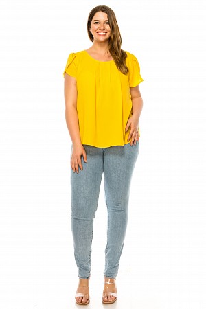 Plus size, solid, pleated fron ...