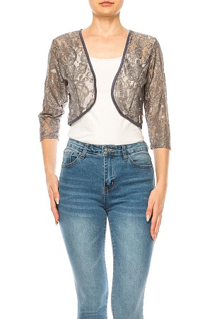 Lace3/4 sleeve open Bolero car ...