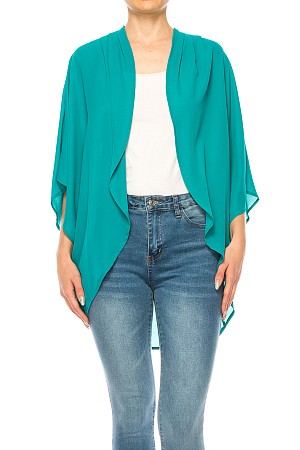 Solid long body cardigan kimon ...