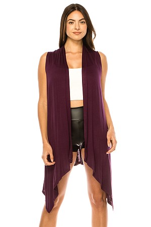 SOLID VEST WITH HI LOW HEM