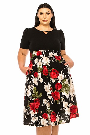 KNEE LENGTH CONTRAST DRESS