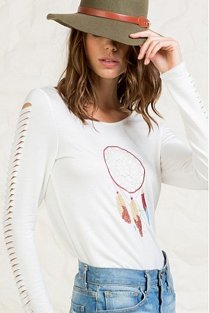 Dream catcher embroidered top
