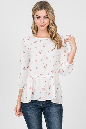 bubble crepe flower print top bubble crepe flower print top
