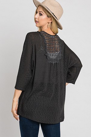 Slub Rib knit  Lace patch back ...
