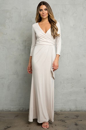 3Q Sleeve Surplice Neckline Me ...