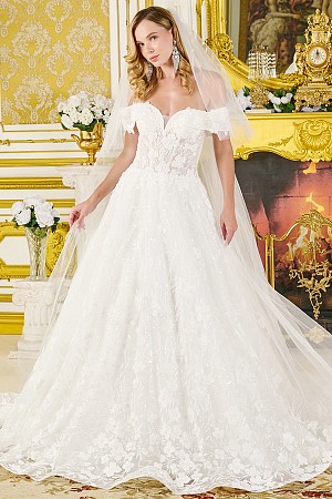 Off Shoulder Bead Lace Work A  ...